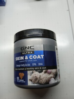 GNC Pet Wellness Ultra Skin & Coat adult cats 60 Soft Chews Chicken 10/24 #87