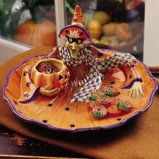 Fitz and Floyd Halloween Witch Hazel Chip-Dip - Halloween Serving Platter -NEW!!
