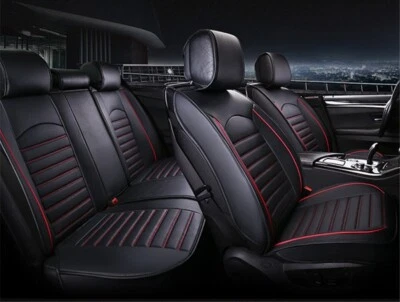 Pour Mitsubishi Outlander ASX Housses de Sièges Auto en Cuir Noir et Rouge - Photo 1/4
