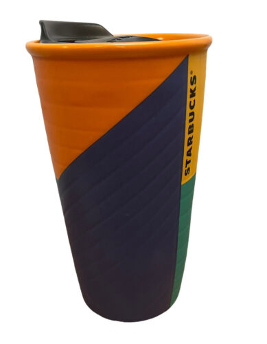 Starbucks Color Block Raised Textured Tumbler with Black Lid Orange Blue Teal - Picture 2 of 15