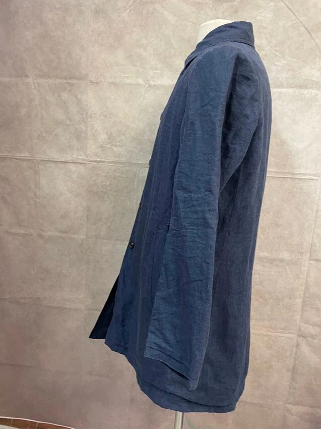 Abrigo para hombre Luigi Borrelli azul marino un pecho talla 48 Foto 3 de 4