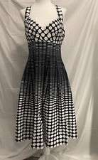 Calvin Klein Women Dress Size 4 Ombre Polka Dot Halter Criss Cross. A Line
