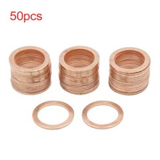 16mm Inner Dia Copper Crush Washers Car Flat Sealing Gaskets Rings 50pcs
