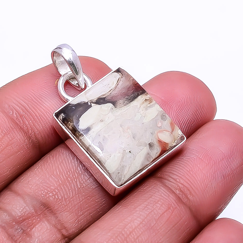 Petrified Peanut Wood Jasper 925 Silver Pendant 1.25