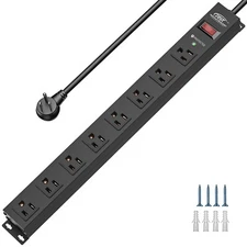 1875W 8-Outlet Heavy Duty Power Strip Surge Protector,6 FT/14AWG Extension,2100J