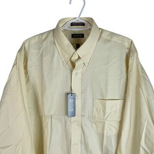NEW Arrow Mens Fairfield Pinpoint Shirt L 16.5 34/35 Yellow Button Down Stretch