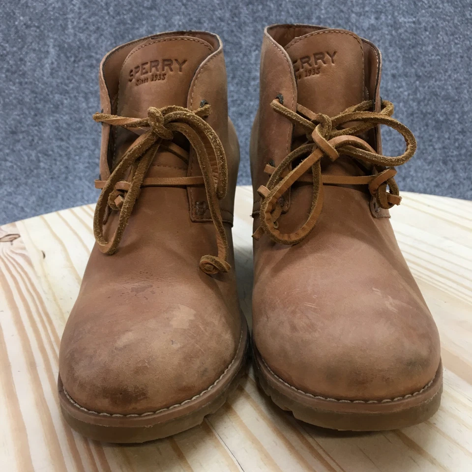 Sperry ботинки женщин 8,5 М Celeste Prow ботинок коричневый кожаный на танкетке STS80147 - Изображение 4 из 4