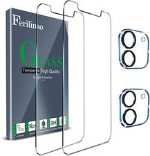 4-Pack Protector de Pantalla y Camara Lente Vidrio Templado iPhone 12 6.1 5G
