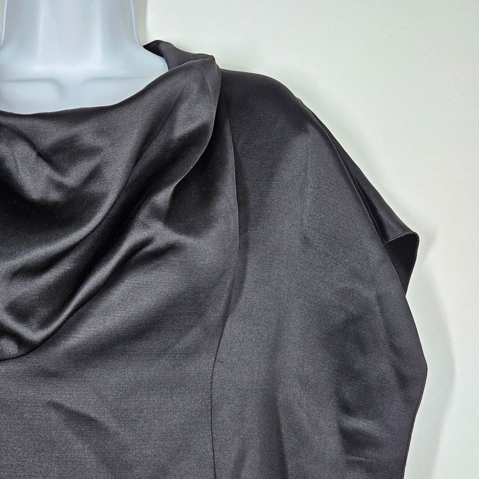 CELINE Abito drappeggiato Céline nero seta e lana made in France taglia FR36 US4 $1479 nuovo con etichette