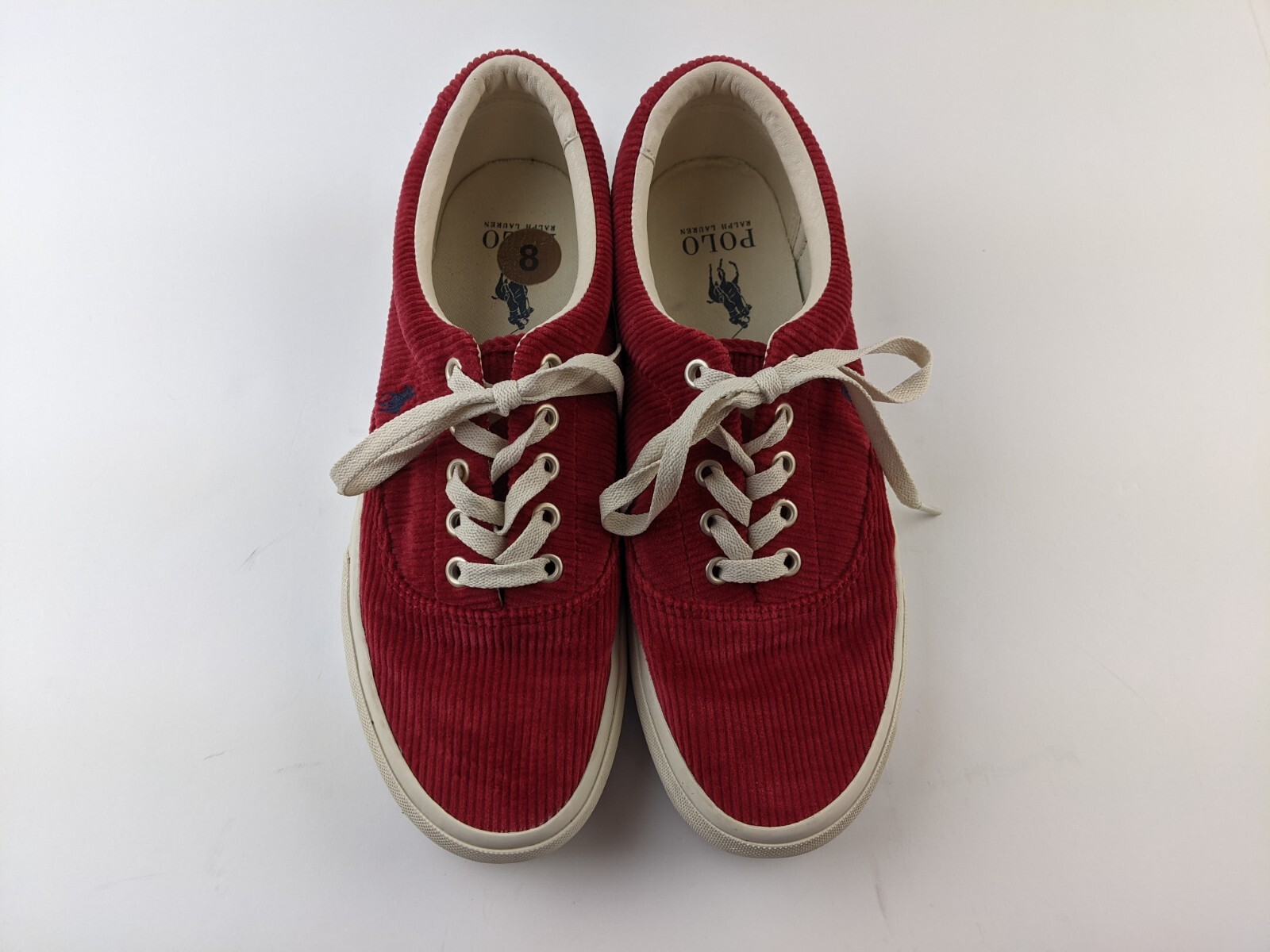 Polo Ralph Lauren Keaton Pony scarpa casual in velluto a coste da uomo US 8 tessuto rosso classico