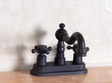 Black Brass Swivel Spout Kitchen Sink Faucet Bathroom Basin Cold Hot Taps 2nf149