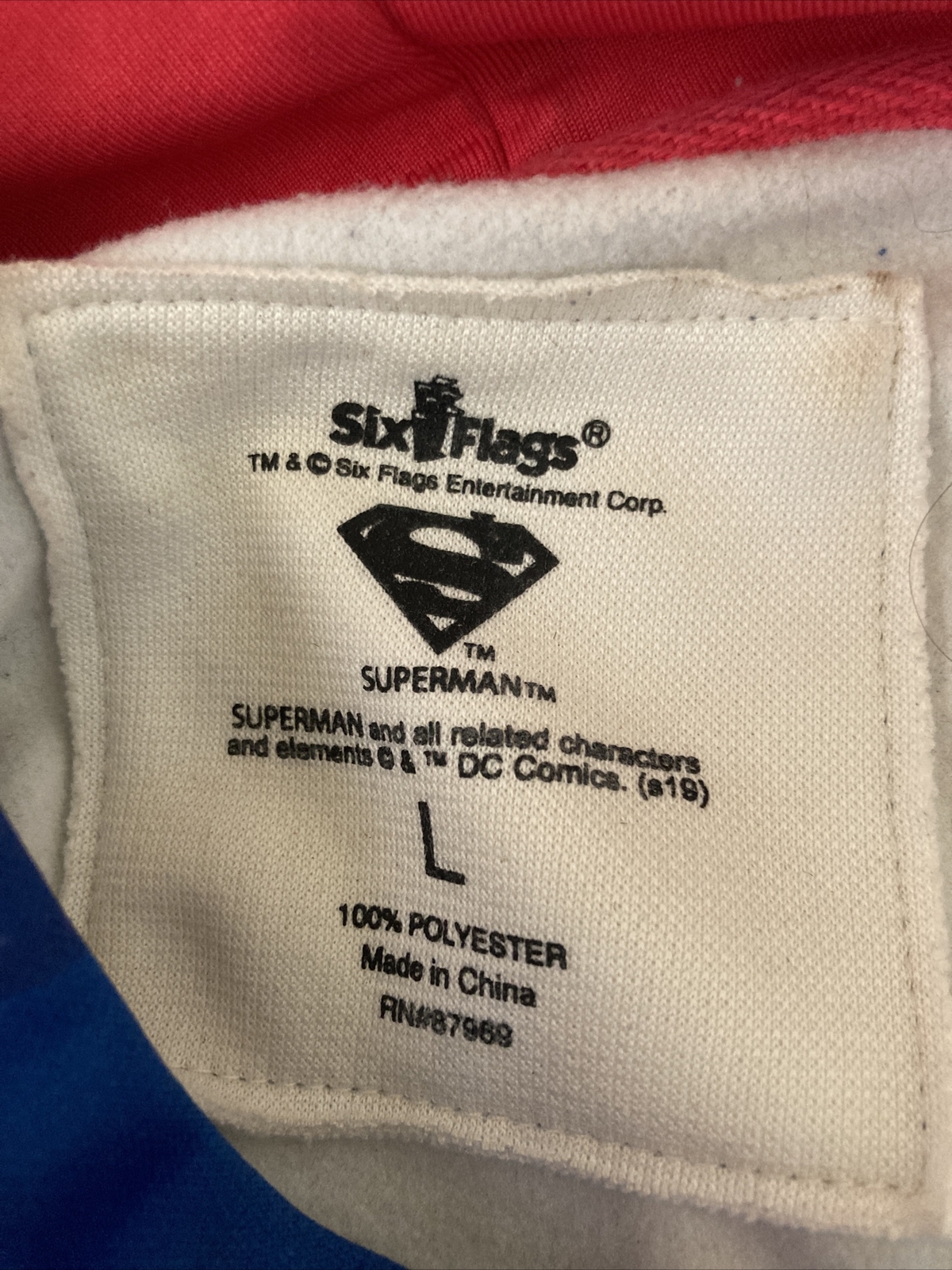 Six Flags Superman Pullover Hoodie Sweatshirt Siz… - image 3