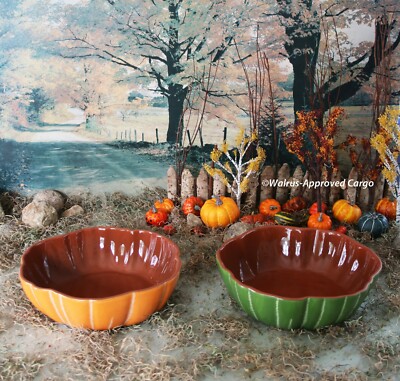 TAG FIGURAL PUMPKIN BAKER/SERVE BOWLS (2)   A GOURD-GEOUS FALL TABLETOP TOUCH!