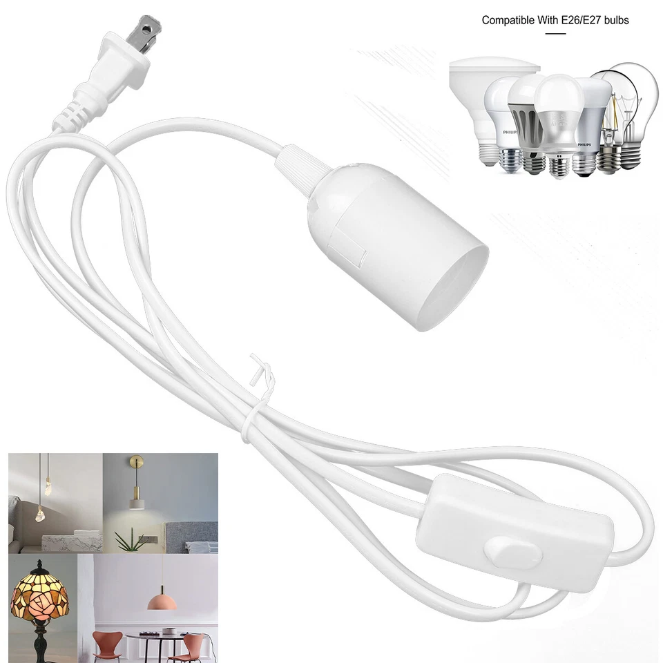 E26/E27 Light Socket On/Off Switch Cable 1.8M LHanging Lantern Extension Cord - Image 2 of 4