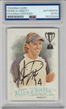Autographed  Monica Abbott Allen & Ginter card PSA/DNA certfied
