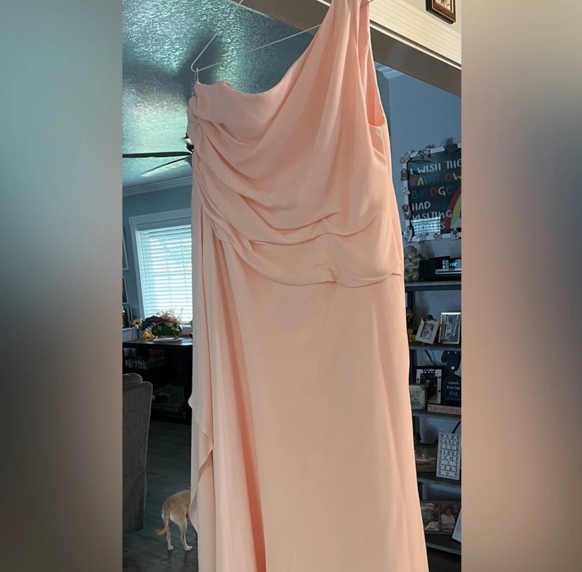 Long georgette one shoulder david's bridal sale
