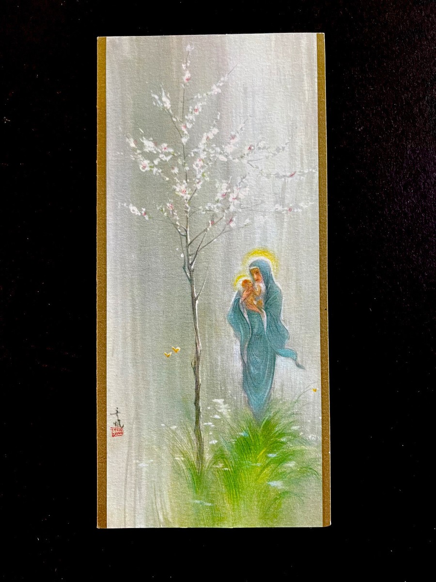 Disney Artist Tyrus Wong Vintage Xmas Greeting Card Mary
