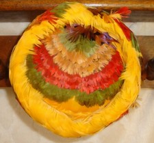 Vintage Colorful Feather Pillbox Union Made Women's Hat