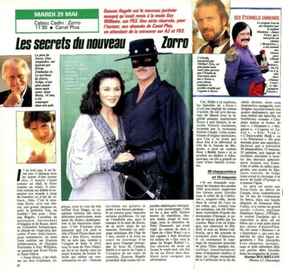 Presseschnitt Clipping 1990 Ducan Regehr der neue Zorro (1 Seite1/2)