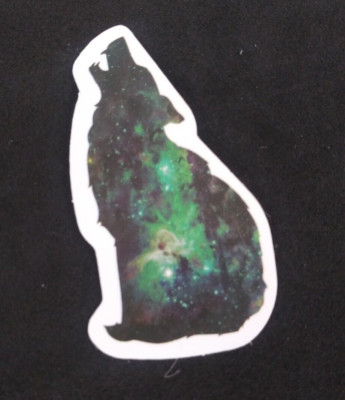 Beautiful Night Sky Howling Wolf Silhouette Sticker 2.25'' x 1.25'' (U)