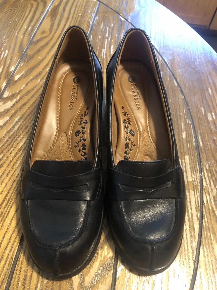 Zapatos de salón Earth Spirit Classics Penny Mocasines Cuero Superior Negro Talla 8 Foto 3 de 4