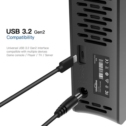 Unionsine 4TB /10TB USB C 3.2 External Hard Disk PC/Mac/Xbox/Xbox One/Ps4/5/Tv - 第 1/9 張圖片