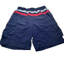 L.L. Bean Cargo Swim Trunks Quick Dry Striped Nylon Lined Shorts Men L 011G2 USA