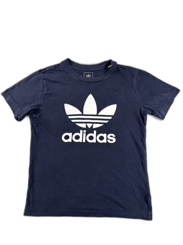 adidas vintage T Shirt 11 12Y Tee 12Y Youth Navy Blue Cotton Crewneck Short
