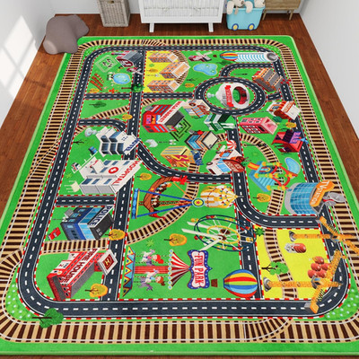 3D City Life Kids Play Mat Rug for Toy Cars - Non-Slip & Washable 59''x78.7