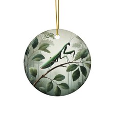 Praying Mantis Ornament   Green Insect on Forest Branch Nature Bug Lovers Decor