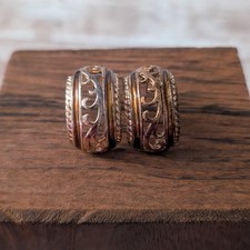 Vintage Stud Earrings Ornated Curved Hoop Like 1" - Heavy Discoloration