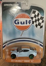 Greenlight Gulf 2017 Chevrolet Camaro SS 1:64 Diecast Light Blue/Orange Ltd Ed