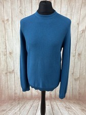 Ted Baker Mens Jumper Sweater Large Teal Blue Crew Neck Textured Knit Size 4 VGC