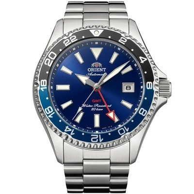 Orient Mako GMT 43mm blaues Zifferblatt Stahl automatische Herrenuhr RA-BC0003L30B