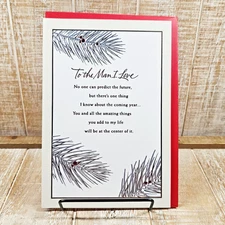Hallmark Christmas Greeting Card For The Man I Love Silver Pine Red Berries 6x8