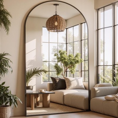 Full Length Mirror, 81''x41'' Arched Full Body Mirror, Oversized Floor Mirrors, Le