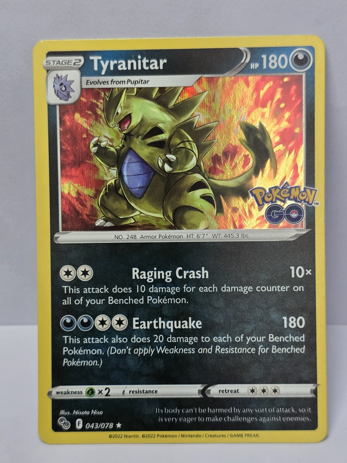 Tyranitar Holo Rare SWSH Pokemon Go 43/78 NM