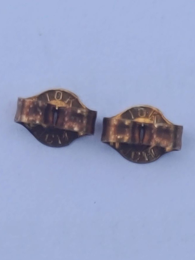 10k Solid Yellow Gold Iced Flower Stud Earrings w… - image 14