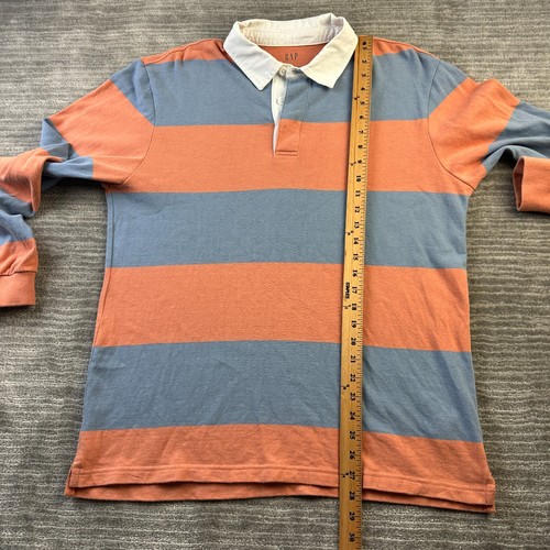 Gap Rugby Shirt Mens Medium Blue Orange Long Sleeve Polo Preppy Y2K - Picture 8 of 8