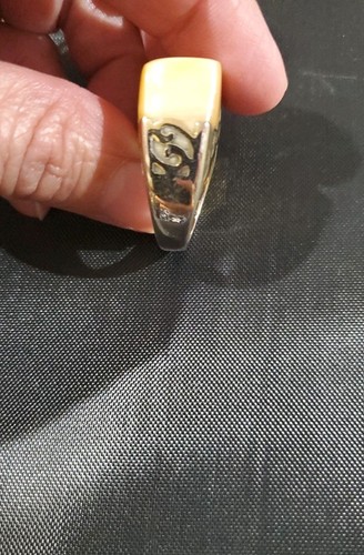 Anillo grueso rectangular para cena de cóctel talla 6 resina tostada acero inoxidable - Imagen 6 de 8