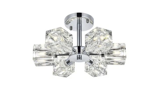 Elegant Lighting LD920F14 Lyra 6 Light 14"W Semi-Flush Ceiling - Chrome - Picture 10 of 12