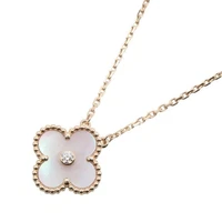 Van Cleef & Arpels Vintage Alhambra Diamond Mother of Pearl Necklace 18KRG Women
