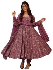 ANNI DESIGNER Women's Cotton Blend Anarkali Kurti Plazzo Dupatta Set Kurta ...