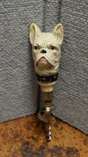 Vintage Syroco White Boxer Dog Head Figural Corkscrew Hard To Find! AB