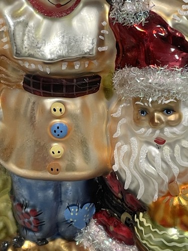 Vintage Blown Glass Santa Pilgrim Thanksgiving 8” Ornament Glitter - Picture 4 of 11
