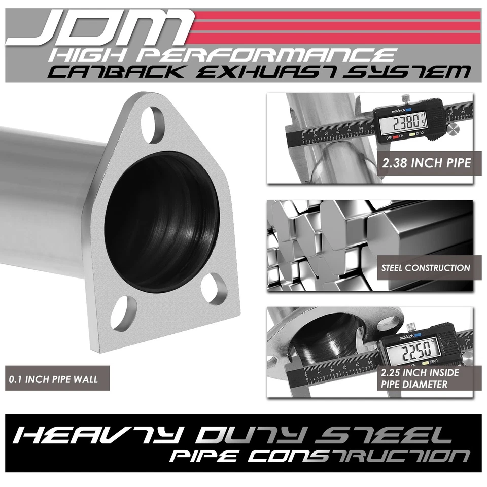 STAINLESS CAT BACK EXHAUST 4"BURNT TIP MUFFLER 99-03 MITSUBISHI GALANT 2.4L 4G64 - Image 3 of 4