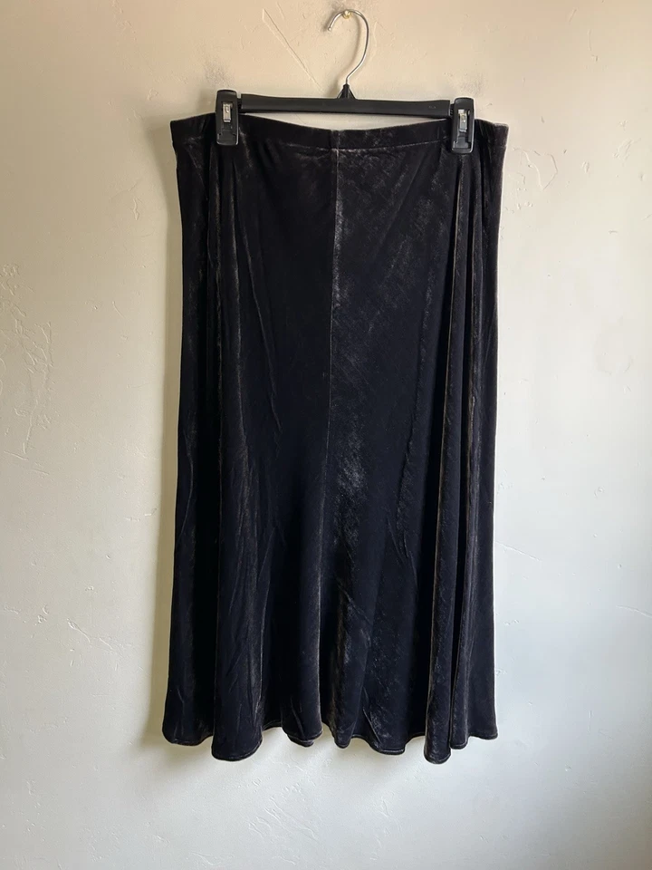 Falda sesgada de terciopelo aplastado Eileen Fisher para mujer M gris seda larga línea A NUEVA $278 Foto 3 de 4