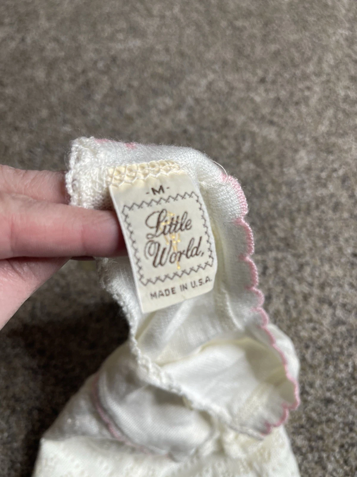 OFF WHITE Abito Vintage Little World Maglia Maglia Off Bianco e Rosa 12 Mesi USA