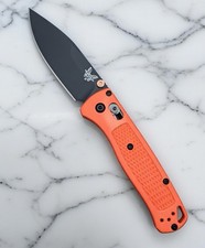 Benchmade 533-Custom MINI BUGOUT Folding Black Knife Orange Grivory Handle S30V
