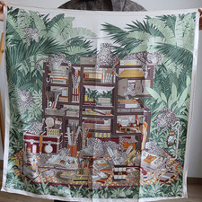 100 Twill Silk 35'' Square Scarf Bandanna Women Neckerchief Wrap bookshelf Print